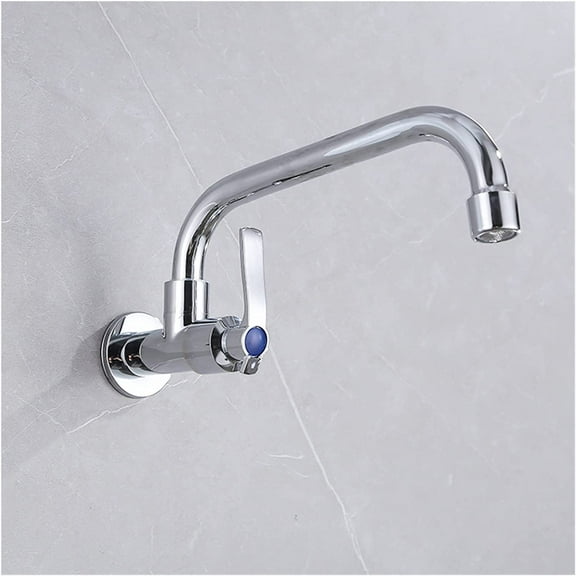 Kitchen Faucet Copper Wall Mounted Single Handle Single Hole Horizontal Cold Water Tap Restaurant Swing Faucets Ceramic Core