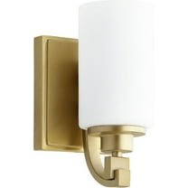Quorum Lighting Lancaster Glass Wall Sconce, 1 Light, Aged Brass, 5W x 9.5H x 6D, Damp Rated
