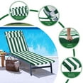 thumbnail image 4 of Outdoor Lounge Chair Cushion, 72×21 in Waterproof Patio Replacement Cushions with Headres, 3 in High-Density Sponge for Lawn Pool （2pc, Green white stripes）, 4 of 6