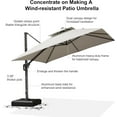 thumbnail image 4 of PURPLE LEAF Outdoor Cantilever Umbrella 10' X 13' Rectangle Umbrella Large Patio Umbrella Windproof Heavy Duty Hanging Offset Umbrella for Garden Outdoor Pool, Light Grey, 4 of 18