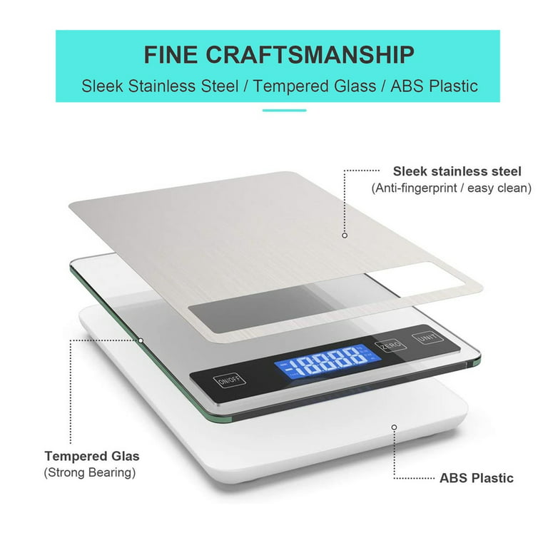 Weight Measure Grams Cooking Steel Electronic Scales Food Digital Kitchen Weighing Stainless KitchenDining & Digital Body Weight Scale Glass Meter 500