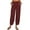 Wine, variant on Idoravan Women's Size Pants Fashion Women SolidCotton And Linen Casual Loose Trouser Wide Ninth Pants Pants