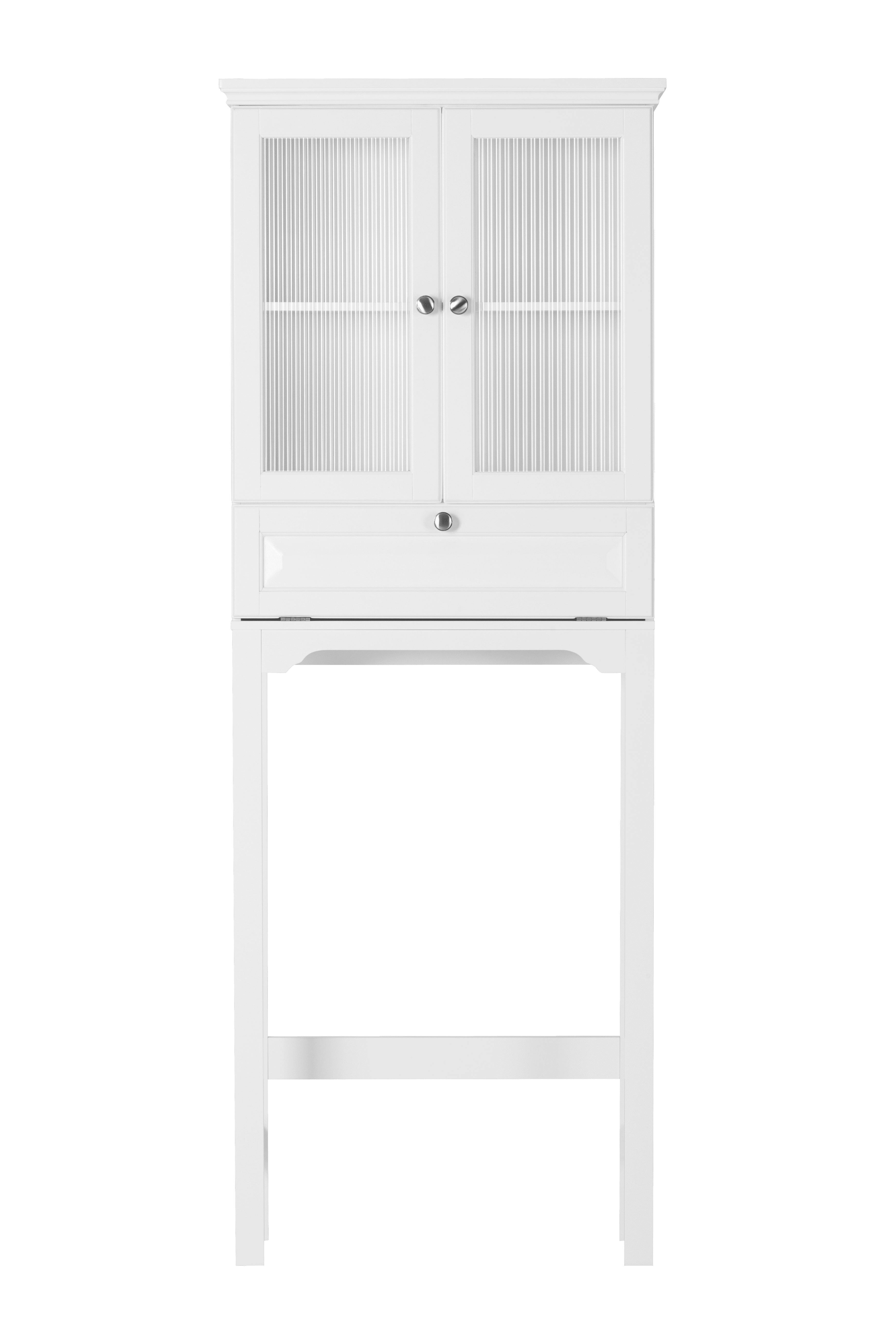 STAROUS Over-the-Toilet Storage Cabinet with Muro Glass Doors & Tilt-Out Cube, White
