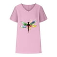 thumbnail image 4 of Summer Tops for Women 2025 Trendy Boho Womens Loose T Shirts Basic Tees Fitted V Neck, 4 of 4