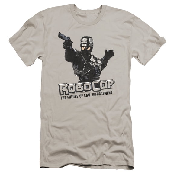 Robocop Future Of Law Premium Adult Slim Fit 30/1 T-Shirt Silver