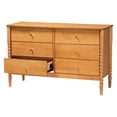thumbnail image 2 of Baxton Studio Lucera Mid-Century Oak Brown Bobbin Wood 6-Drawer Dresser, 2 of 6