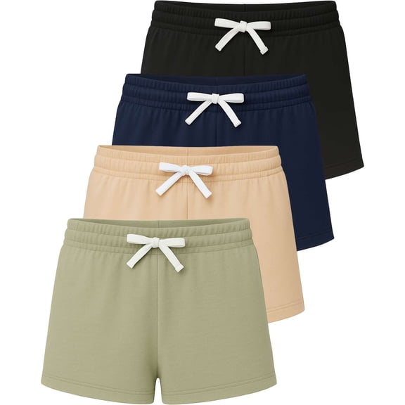 Real Essentials 3 Pack: Girls French Terry Lounge Shorts – Ultra Soft Pull-On Gym, Camp, Sports & Everyday Shorts