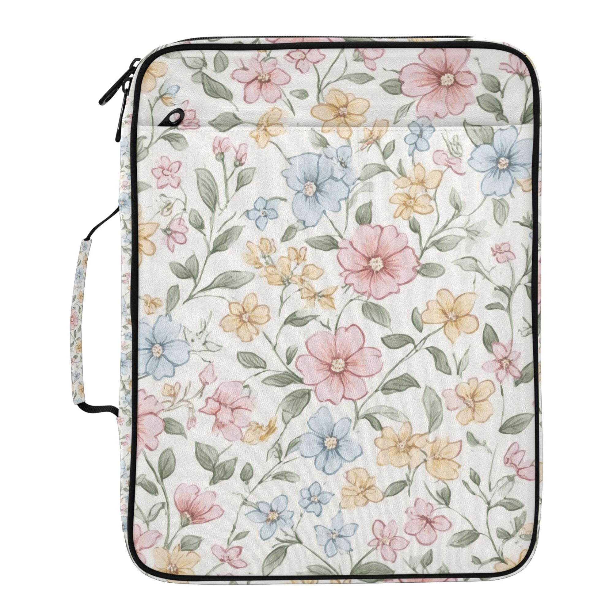 FORMRS Accordion File Folder A4 Size 7-Pocket Expanding Document Organizer Bag with 3 Ring Binder, Pastel Floral Pattern
