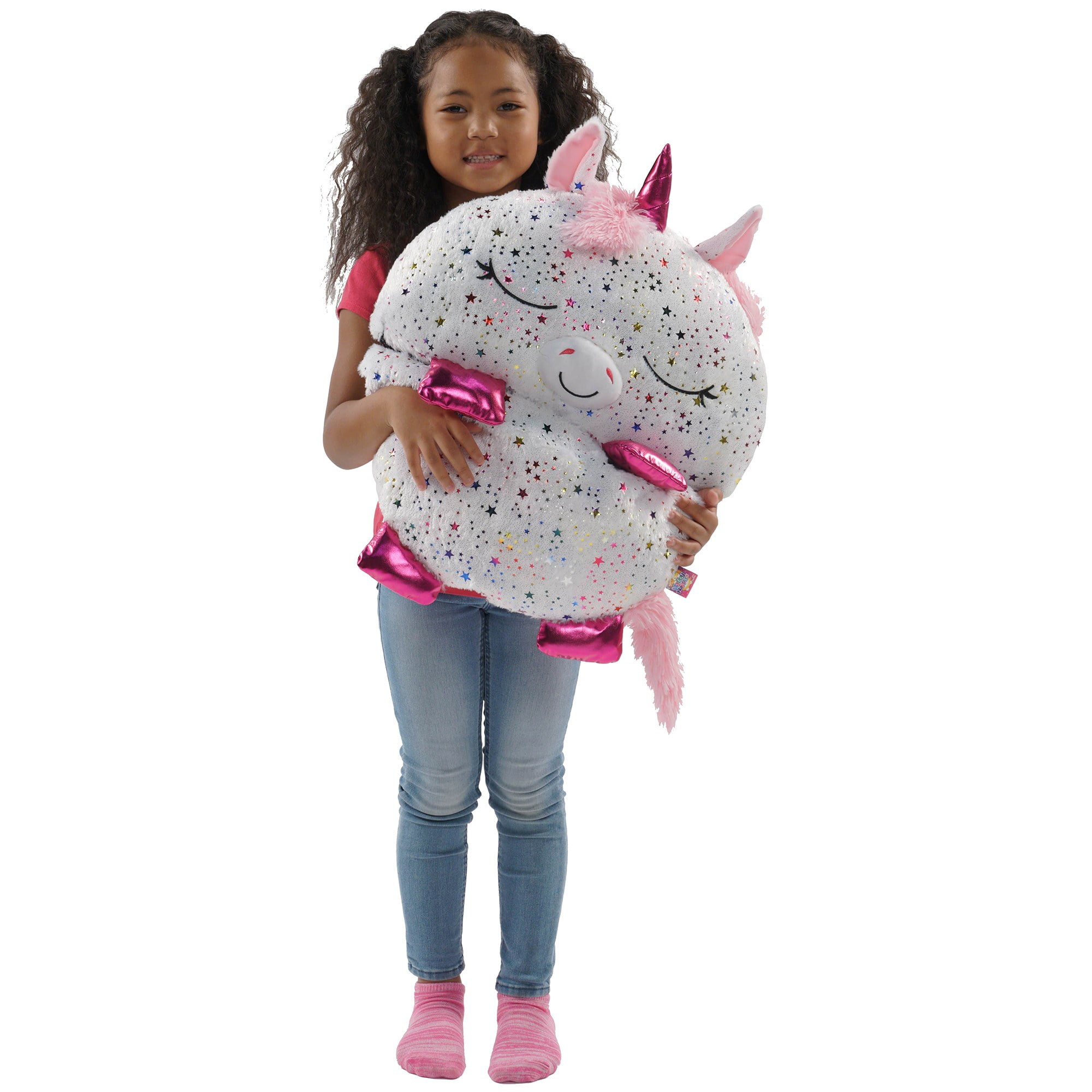 Happy Nappers: Pillow & Sleepy Sack: Medium - Shimmer Unicorn - 54 x 20", 2-In-1: Plush Animal Opens To Sleeping Bag, Soft Play & Nap Character, Kids 3+