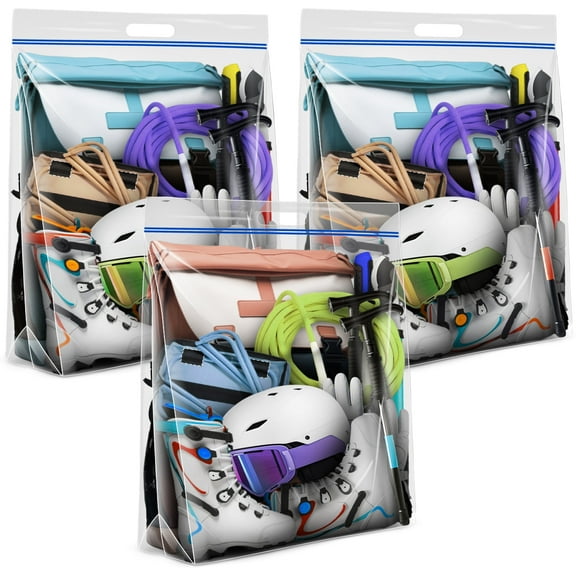 AGALI Large Resealable Plastic Jumbo Storage Bags, 25-Gallon, Pack of 3
