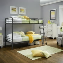 Chelsea Lane Elise Twin over Twin Modern Metal Bunk Bed with Ladder, Black