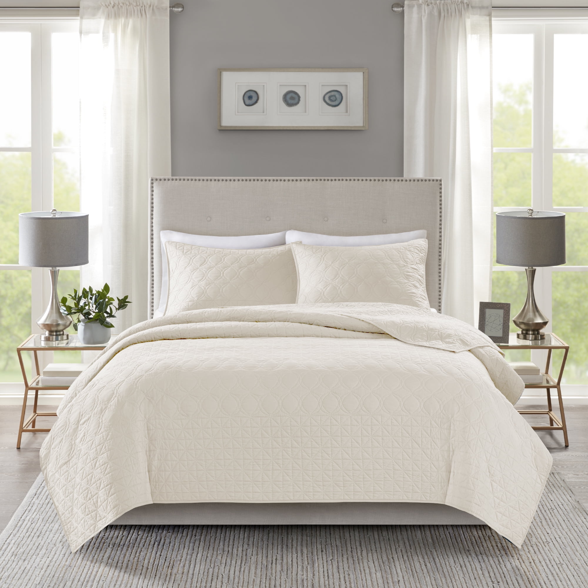 3pc King Hollie Coverlet Set Ivory - JLA Home