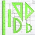 thumbnail image 4 of Scheam Green Clear Ruler Math Set,Plastic Drafting Ruler,Includes Protractor Triangle Rulers 12 Inch 6 Inch Straight Ruler,Geometry Measuring Tool for Classroom Office Home 6 Pcs, 4 of 4