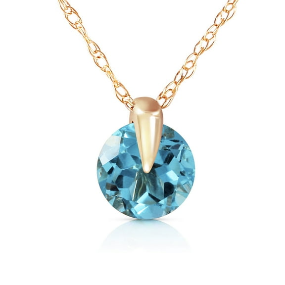 Galaxy Gold 14K Solid Yellow Gold 16" Necklace with Natural Blue Topaz, 14"-24" Sizes, December Birthstone, Symbol of Calm