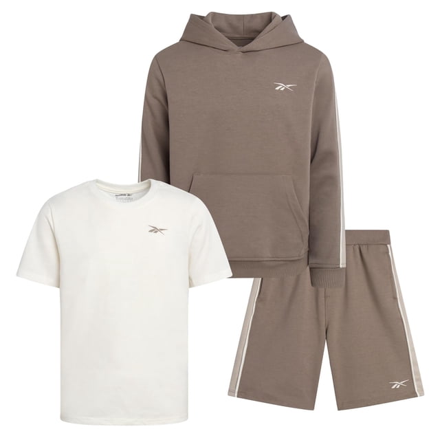Conjunto deportivo Reebok de 3 piezas para niño: sudadera con capucha, camiseta y shorts