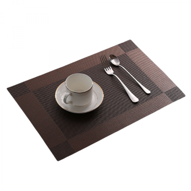 Placemats Set of 6 for Dining Table Stain Resistant Washable PVC Kitchen Table Mats Woven Vinyl