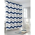 thumbnail image 3 of Shower Curtain Navy Blue Water Ripples Bathroom Curtains with Hooks, Waterproof Fabric Striped Bath Shower Curtains Set for Bathroom Bathtubs Decor 36x72 Inch, 3 of 8