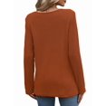 thumbnail image 5 of Long Sleeve Women's Tops Spring Summer Outfits Dressy Casual Blouses Lace Trendy Waffle Knit Shirts Caramel Color M, 5 of 8