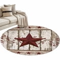 thumbnail image 2 of Western Texas Star Washable Round Area Rug 3 ft, Vintage Red Star Berry White Wood Grain, Soft Non Slip Rugs Stain Repellent Indoor Felt Carpet for Living Dining Room Bedroom Home Office, 2 of 9