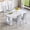 White Table+4 Light Gray Chairs(Style 2), variant on ExtraLco 7 Piece Dining Table Set for 6, White Marble Look Table with 6 Black PU Chairs