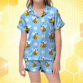 thumbnail image 2 of Kids V Neck Printed Short Pajama Set Boys Girls Sleepwear Spring Summer Loungewear Clothes, 2 of 4