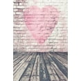 thumbnail image 2 of ABPHOTO Polyester 5x7ft Children Photography Backdrops Winkle Free Pink Heart in Pinck Brick Wall Wood Floor Photo Background, 2 of 3