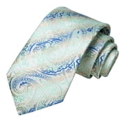 Hi-Tie Mint Green Paisley Silk Paisley Ties for Men Necktie Pocket Square Cufflinks Set Foral Tie Sets Formal Business
