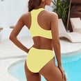 thumbnail image 6 of RYRJJ Women's High Waisted Bikini Sets Sporty Two Piece Swimsuits Scoop Neck Crop Top with Bottom Cheeky High Cut Bathing Suits(Yellow,XL), 6 of 9