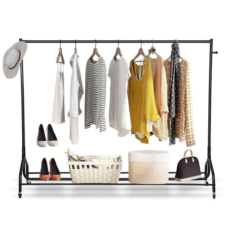 DOACT Rolling Clothes Rack 6FT Metal Garment Clothes Rail Heavy Duty Hanging Rack Display Stand W Wheel
