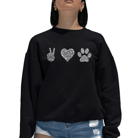 Women's Word Art Crewneck Sweatshirt - Peace Love Dogs