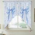 thumbnail image 2 of Cute Bow Swag Valances for Windows, Kitchen Window Curtains Over Sink, Blue Bowknot Minimalist Solid Color Window Treatment Curtains for Living Room/Bedroom Curtains 2 Panel Sets 36"x45", 2 of 8