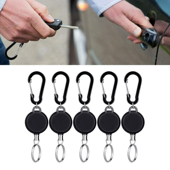 5pccs Retractable Key Chain, Heavy Duty Key Reel Keychain, Extendable Key