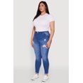 thumbnail image 3 of Women's Plus Size High Waisted Distressed Skinny Jeans, 3 of 5