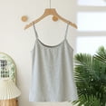 thumbnail image 2 of Short Sleeve T-Shirt with Built-in Bra Fashion Women Solid Color Round Neck with Chest Cushion Thin Sleeveless for Outerwear Short Nightgown Gray M, 2 of 5