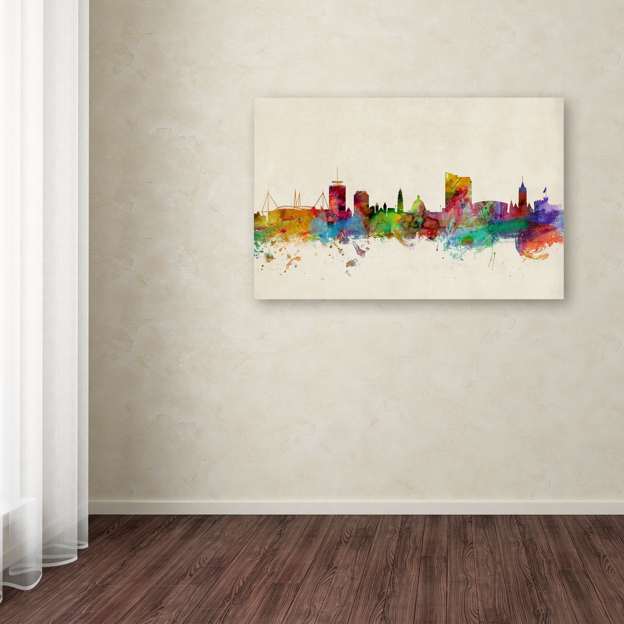 Trademark Fine Art "Cardiff Wales Skyline" Canvas Art by Michael Tompsett