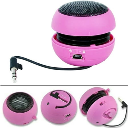 Wired Portable Loud Speaker Pink Multimedia Audio System w Built-in Battery for Ipod Nano 7th Gen 5th Gen, iPhone 6S Plus 6 Plus 5S, iPad Pro 9.7 12.9, Mini 4 3 2, Air (Best Speakers For Ipad Mini)