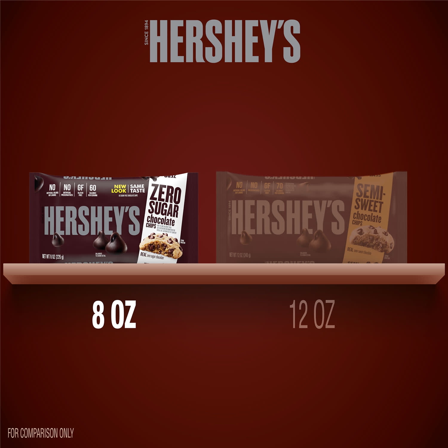 Hershey's Zero Sugar Chocolate Baking Chips, Bag 8 oz
