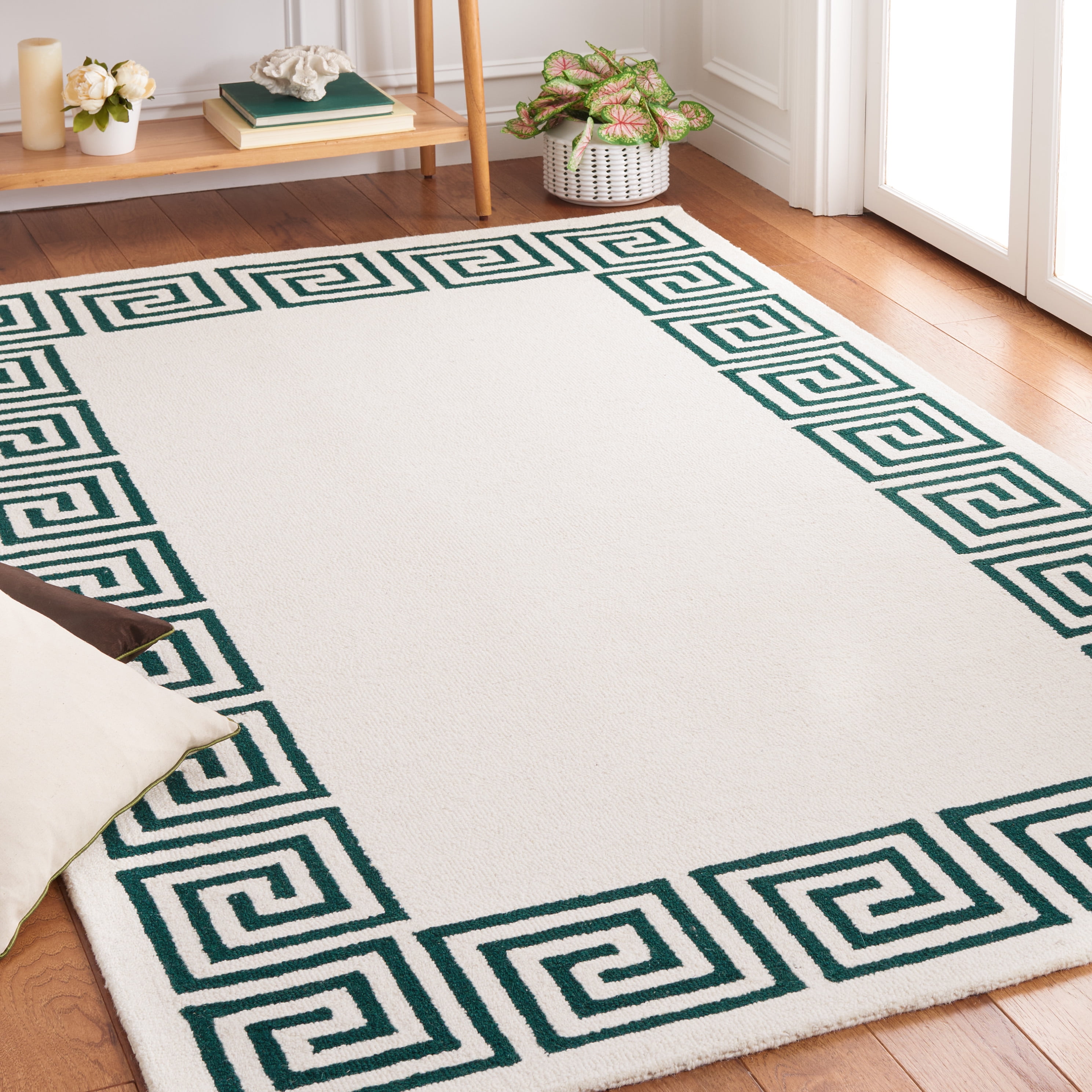 SAFAVIEH Metro Ivonette Bordered Area Rug, Ivory/Green, 6' x 6' Square