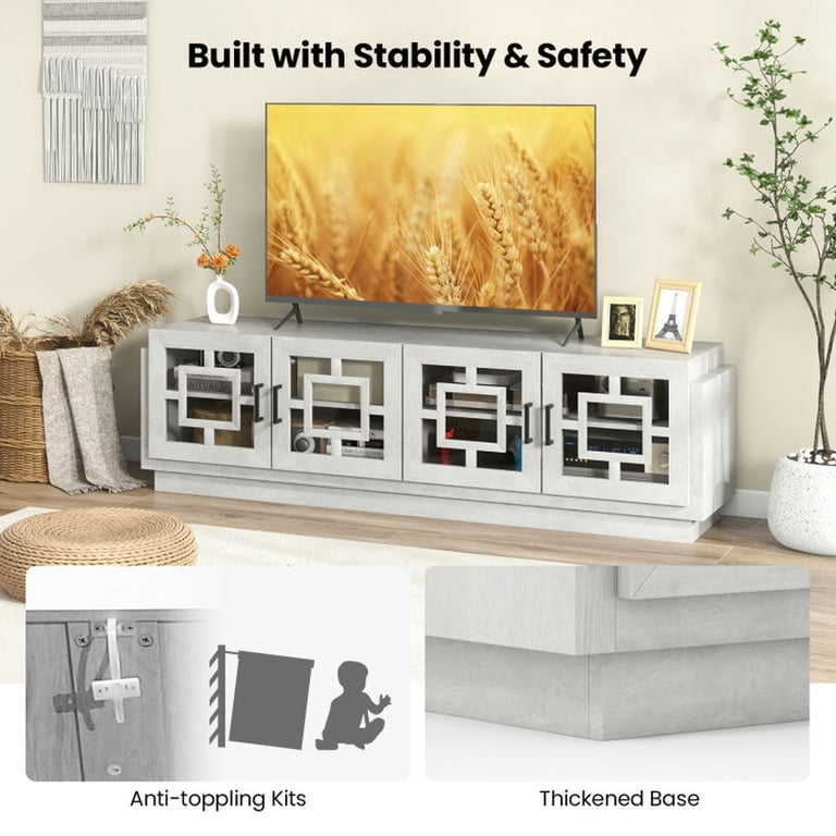 YYAo TV Stand, Television Console Table,Entertainment Center,4  4-Door TV Stand for TVs up to 75 Inch Media Console Table with Adjustable Shelve main image 2