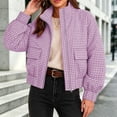 thumbnail image 4 of Iyufng Plaid Mock Neck Zip Up Jackets for Women with Side Pockets Long Sleeve Casual Outerwear, 4 of 8