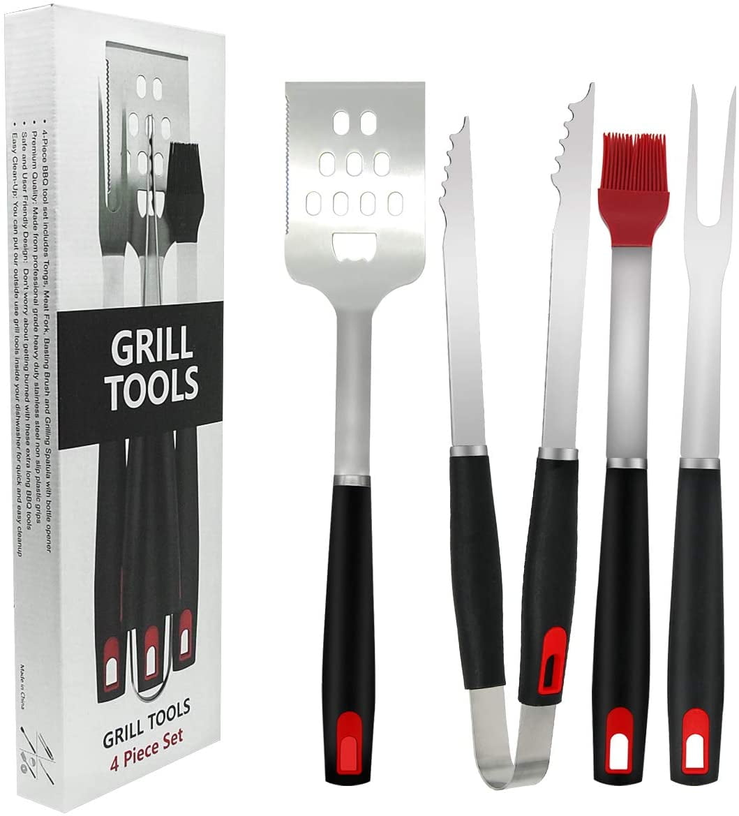 Heavy Duty BBQ Grilling Tools Set. Extra Thick Stainless