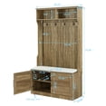 thumbnail image 2 of Entryway Hall Tree, Freestanding Coat Rack with Bench and Shoe Storage, Mudroom Bench with Storage and 4 Hooks,  Wood Coat Tree Mudroom Storage Bench with Storage Shelf, 2 of 9