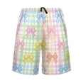 thumbnail image 2 of Men's Pajama Shorts Bottoms with Pockets Soft Lightweight Lounge Sleep Wear Cute Bows and Plaid, 2 of 6