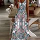 thumbnail image 2 of Vestido informal con tirantes y estampado de red de pesca retro para vacaciones en la playa, moderno, informal, sin mangas, holgado, hasta los tobillos., 2 of 4