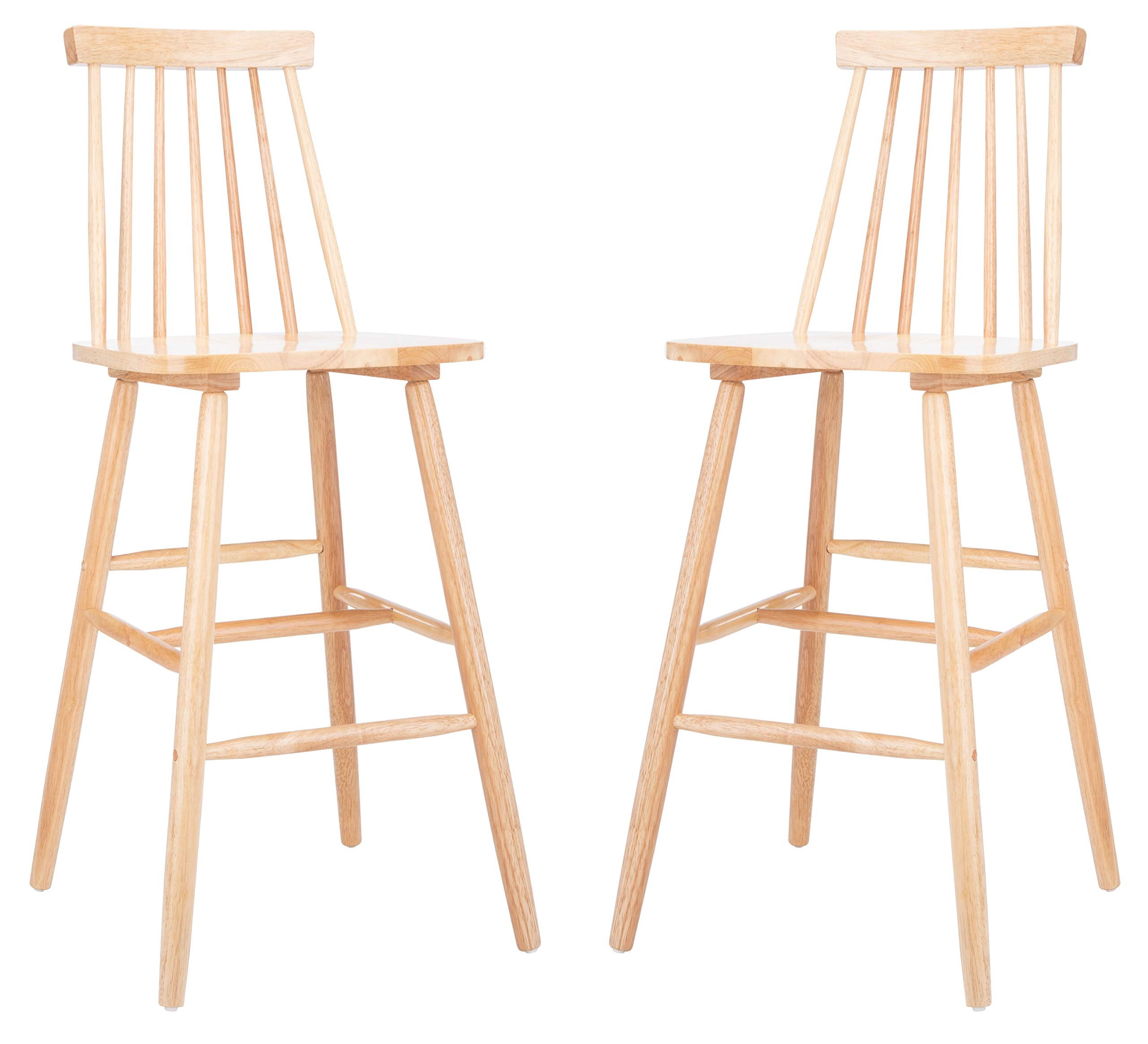 SAFAVIEH Beaufort Solid Spindle Back Bar Stool with Footrest, Natural