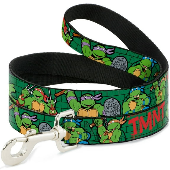 Nickelodeon Pet Leash, Dog Leash, Ninja Turtles Group Pose TMNT Green Brick Wall, 4 Feet Long 0.5 Inch Wide