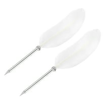 Uxcell 21cm/8" Feather Ballpoint Pen, 2Pcs Ink Vintage Quill Pen Refined, White