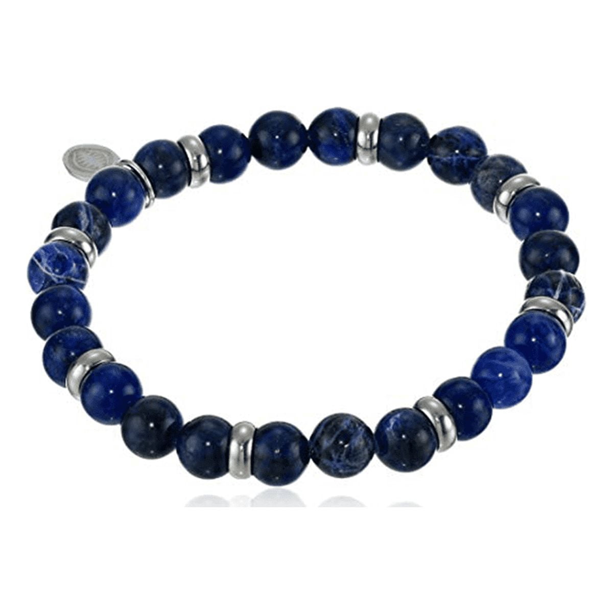 Mystigrey Rio Stainless Steel Bead Bracelet Blue Jasper in Large for Men and Women