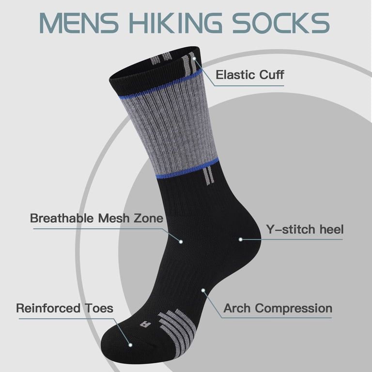Cooplus Men's Hiking Walking Crew Socks 5-Pack photo 8