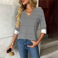 thumbnail image 2 of Ashirexll Winter Tops for Long Sleeve Shirts for Fashion Print V-Neck Button Down Casual Loose Fitting Blouse Top, 2 of 7